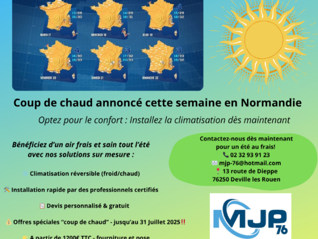 Offre sur la climatisation avec les chaleurs du moment ! Contactez-nous 